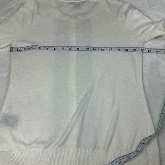 August‎ Silk Women's Size S Button Up Cardigan Ivory With Black Lace Inset - Picture 8 of 9